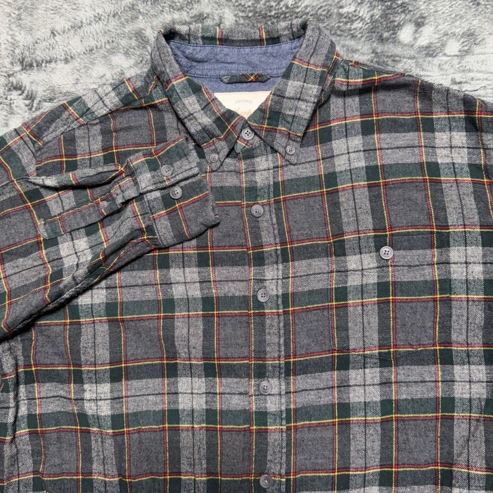 Weatherproof Vintage Button Down Shirt‎ Men Large Grey Plaid